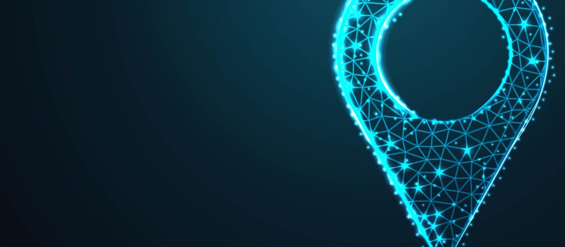 map point, Abstract 3d polygonal wireframe airplane on blue night sky with dots and stars. illustration or background